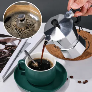 Thickened aluminum moka pot Italian espresso maker octagonal coffee brewing tool set
