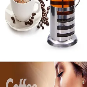 Glazen French Press koffiebereider met roestvrijstalen houder en filter voor thuis.