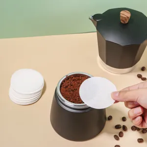 Rond koffiefilterpapier voor moka pot, verpakking van 100 stuks, veilig en natuurlijke papier.