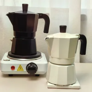 Classic double valve moka pot espresso maker for home kitchen coffee brewing appliance set