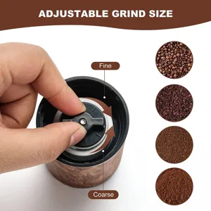 Manueller Kaffeebohnenmühle einstellbare Mahlgrad Holzmaserung Handkaffeemühle für Zuhause