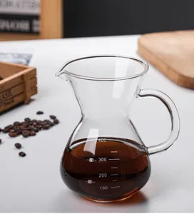 Hitzebeständige Glaskaffeekanne mit Skala für Handfilter und Kaffeegenuss zu Hause