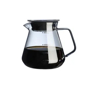 Glass coffee server pot with scale markings, heat-resistant borosilicate glass pour over maker