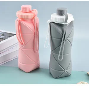 Collapsible silicone water bottle outdoor sports portable compression foldable cup detail view