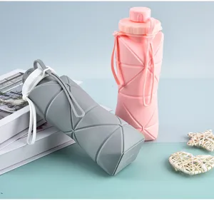 Foldable silicone water bottle outdoor sports portable retractable compression travel cup