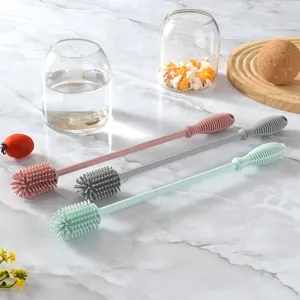 Silikon Baby Flaschenbuerste langer Griff Wasserbecher Reinigungsset drei Stueck