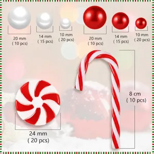 Christmas Vase Filler Decorations Red White Pearls Candy Canes Peppermint Ornaments For Home Party Holiday Table Centerpiece Decor