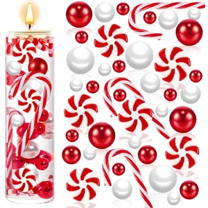 Christmas vase filler pearls and candy cane decorations for holiday table centerpieces