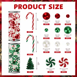 Christmas Vase Filler Decorative Pearls Candy Canes Miniature Christmas Trees Mixed Holiday Party Table Centerpiece Decor