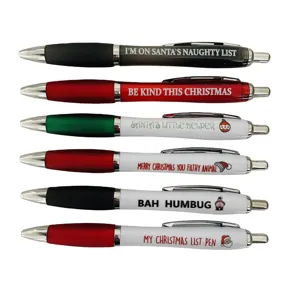 Funny Christmas Ballpoint Pens 6-Piece Set Festive Holiday Writing Stationery Gifts