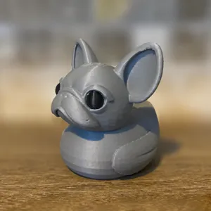 Cute French Bulldog Duck figurine, 3D printed grey resin novelty desk decor toy for home.