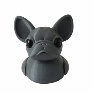 Cute 3D printed French Bulldog duck figurine, unique creative animal decor sculpture.