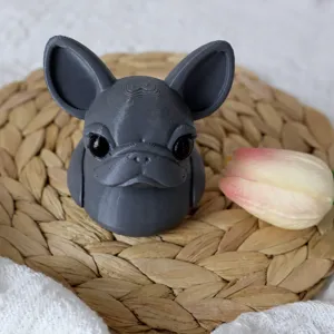 3D printed French bulldog duck figurine grey creative animal desktop ornament decoration detail.
