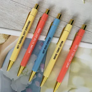 Set de bolígrafos de novedad divertidos con citas humorísticas, bolígrafos metálicos.