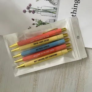 Set de boligrafos con citas divertidas coloridos novedad con frases sarcasticas oficina mesa.
