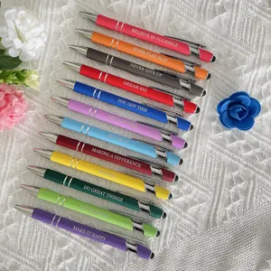 Metal Retractable Ballpoint Pens Touch Screen Stylus Inspirational Motivational Quotes Office School Writing Supplies