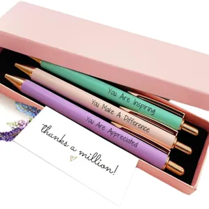 3-Pen Gift Box Set Metal Ballpoint Pens Graduation Gift Inspirational Stationery Present