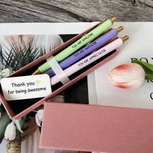 Aluminum Alloy Ballpoint Pen Retractable Metal Writing Pen Featuring Inspirational Quote Office Stationery Gift