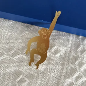 Pendentif singe en métal doré marque-page animal mignon décoration de jardin