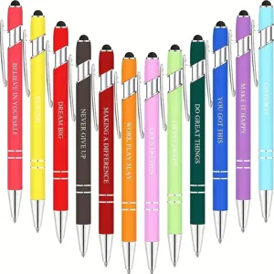 Bolígrafos con Citas Inspiradoras y Punta Stylus Bolígrafos Táctiles de Colores para Pantallas Táctiles Regalo Oficina Motivacional