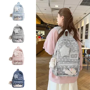 Japanischer Harajuku-Stil Sternen-Druck transparente Tasche Studentenrucksack gross