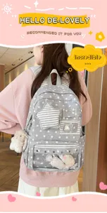 Japanischer Stil Sternenprint transparenter Student Schulrucksack große graue Itabag