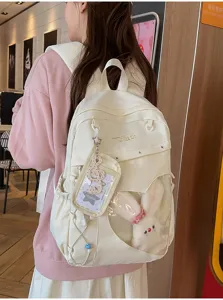 Schöner College Stil transparenter großer Kapazität Studenten Rucksack mit Plüsch Kaninchen.