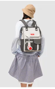 Casual color block large capacity multifunctional school backpack daily travel bag for women