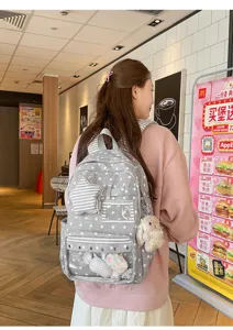 Japanischer Harajuku Sternen Druck Rucksack transparente Ita Tasche Schultasche gross.