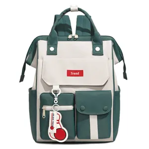 Detailed view of the casual color-block large capacity multi-functional backpack with frame.