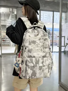 Fashion camo color block large capacity multi-compartment lightweight student backpack