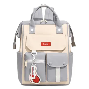Casual colorblock multi-functional backpack with large capacity and multi pockets for daily use.