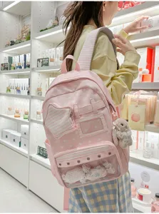 Japanischer Harajuku Stil Sternenprint transparenter Ita Rucksack Schultasche groesser