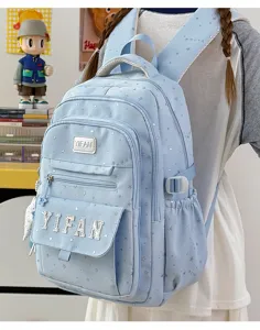 Japanischer Stil süßer Stern gedruckter großer Kapazität Schulrucksack für Schüler blau