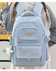 Süßer japanischer Stil Sternen-Druck Studenten Schulrucksack mit großer Kapazität und Buchstaben.