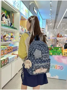 Japanischer Harajuku Stil Sternenmuster transparenter Rucksack grosse Kapazitaet Schultasche