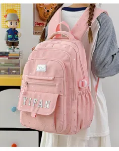Rosa Stern Muster Schulrucksack grosse Kapazitaet schueler Buch Tasche fuer Maedchen
