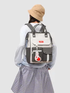 Casual colorblock large capacity backpack stylish multi-functional school bag for daily use