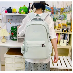 Zaino scolastico in nylon minimalista grande capacita colori caramella per studenti