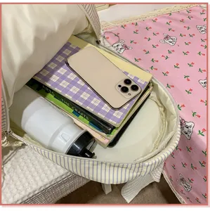 Sac à dos d'étudiant rayé de grande capacité de style Harajuku japonais intérieur