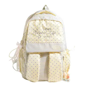 Sac à dos mignon style Harajuku japonais oreilles de lapin rayé étoiles grande capacité cartable