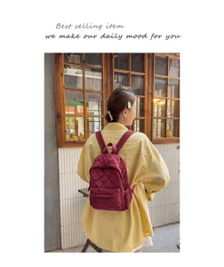 Stylish plaid quilted lightweight backpack for women, casual school and daily commute use.