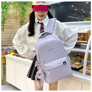 Zaino da scuola in nylon stile coreano minimalista di grande capacità per studenti e viaggi