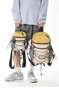 Outdoor travel sports multi-pocket color-block backpack and casual daypack for women commuting