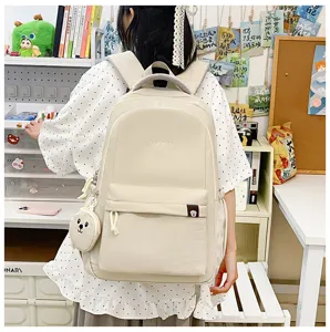 Zaino scolare casual in nylon per studenti, grande borsa per laptop con ciondolo a forma di cane.