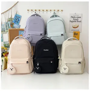 Zaino in nylon color caramella grande capacità borsa scolastica per studenti viaggio casual