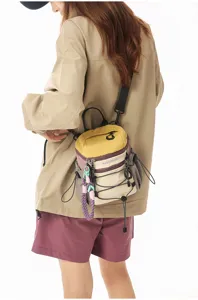 Outdoor sports color-blocking backpack detail view, lightweight daily commuting sling bag.