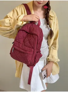 2026 new plaid quilted lightweight backpack casual student school bag for women daily commute