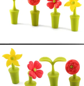 Dekorativer Silikon Weinstopfen mit Blumen Form, flexible Flaschenverschlüsse für Küche.