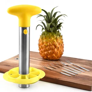 Stainless Steel Pineapple Peeler Corer Fruit Core Remover Cutter Kitchen Gadget Tool With Ergonomic Handle